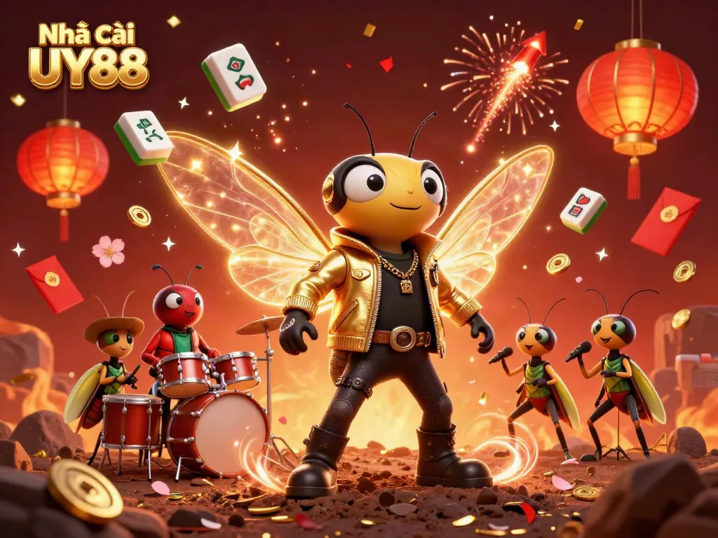 Experience thrill and excitement at Nhà cái UY88 with animated characters celebrating big wins in a vibrant casino scene.