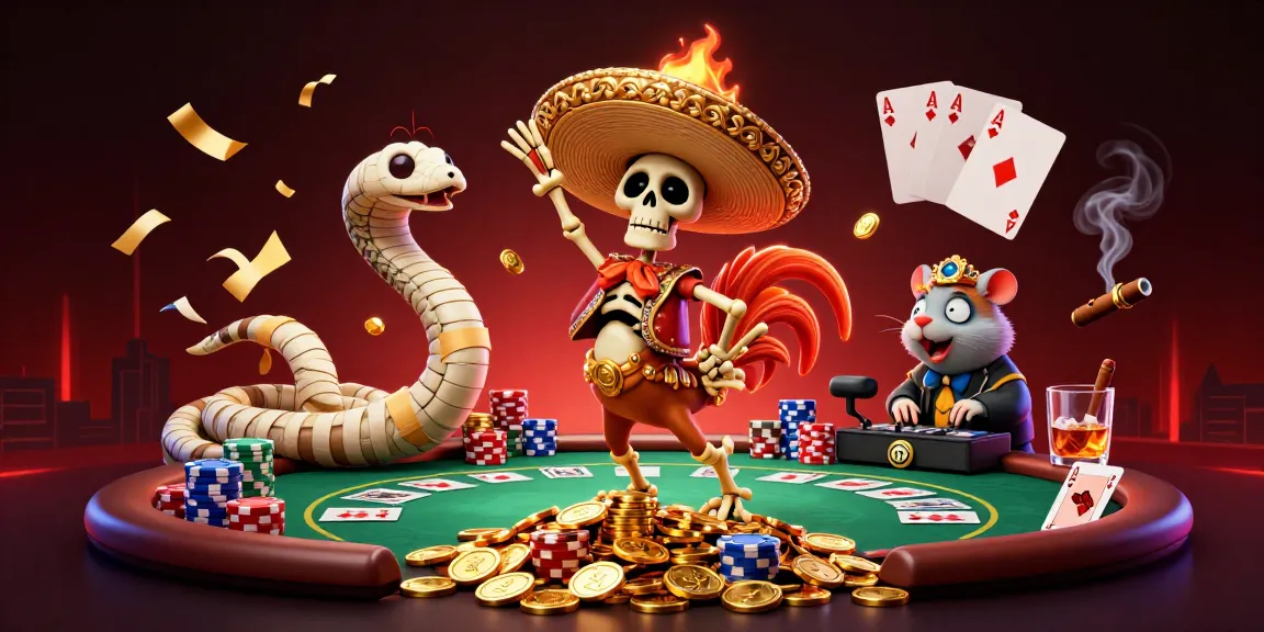 Celebrate with as9's vibrant casino scene featuring a dancing mariachi rooster on golden coins.