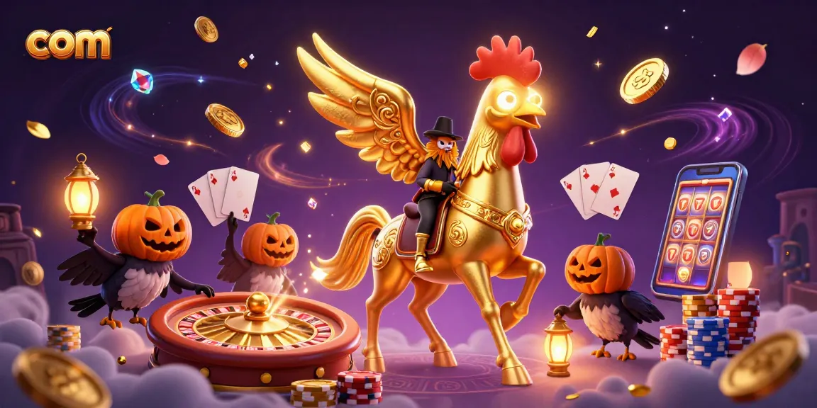 Experience thrilling gameplay at com with a golden rooster and crow in an enchanting midnight casino.