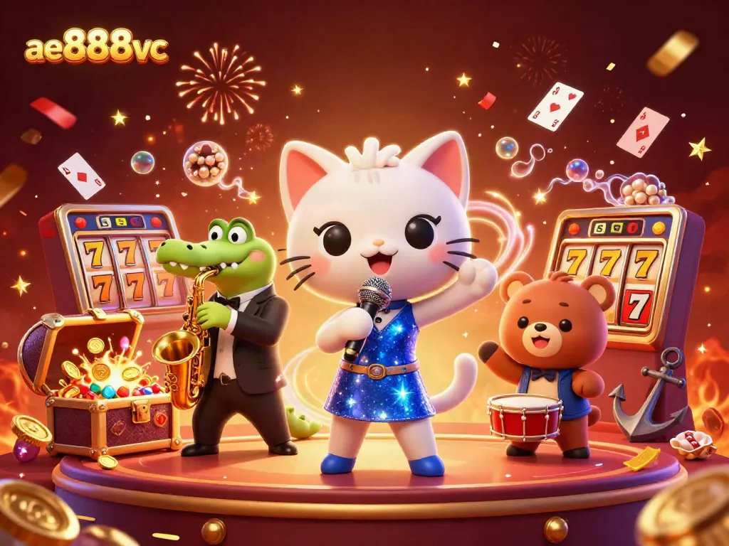 Experience thrilling gameplay at ae888vc with dynamic casino characters and vibrant slot game elements.